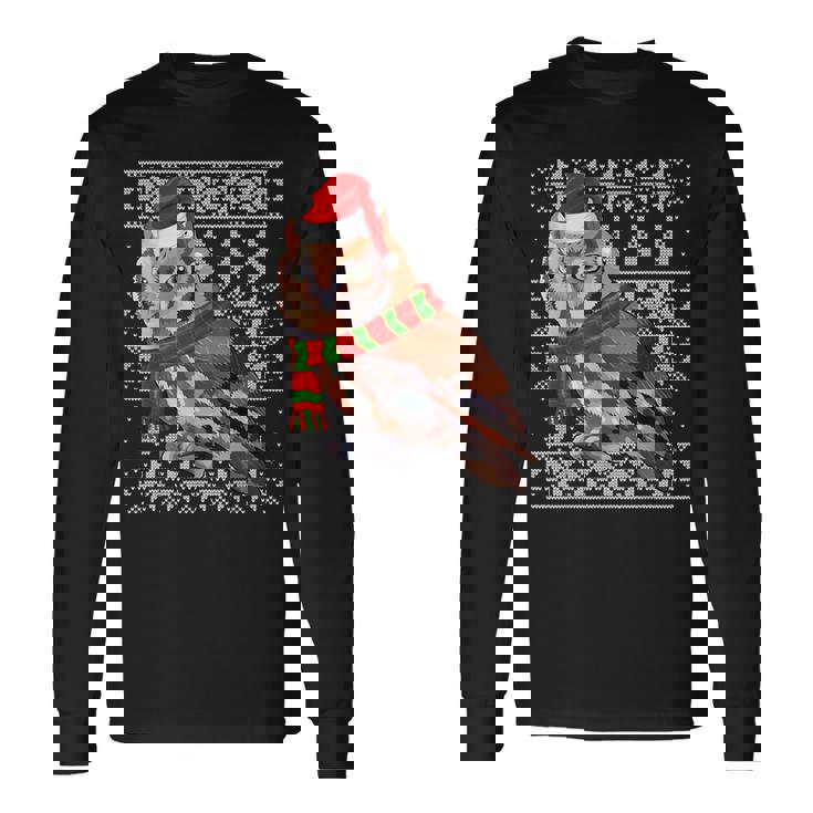 Bird Xmas Santa Hat Eastern Screech-Owl Ugly Christmas Long Sleeve T-Shirt