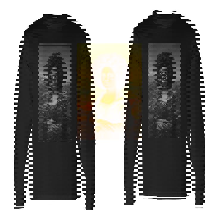 Black Mona Lisa Afro African American Black History Month Long Sleeve T-Shirt