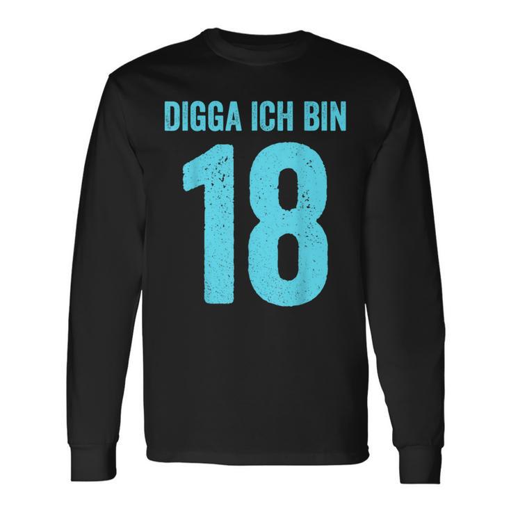 Blue Digga Ich Bin 18 Jahre Junge 18Th Birthday Langarmshirts Geschenkideen