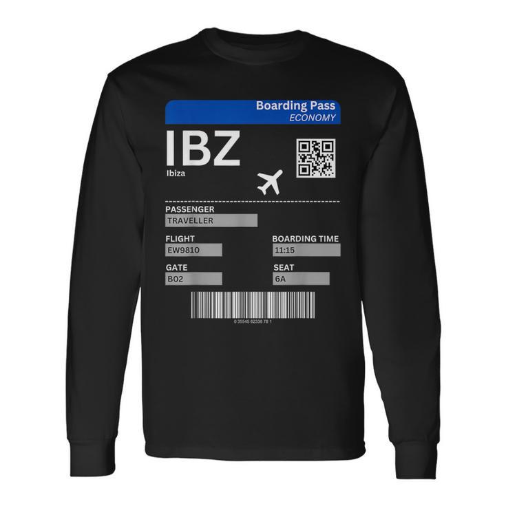 Boarding Pass Ibiza Ibz Flight Ticket Ibiza Langarmshirts Geschenkideen