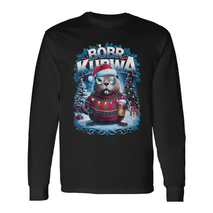 Bóbr Christmas Jumper Christmas Bieber Kurwa Costume Bobr Langarmshirts Geschenkideen