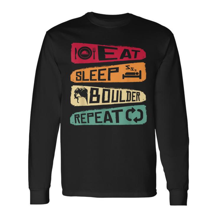 Bouldern Climbing Eat Sleep Boulder Repeat Boulderer Langarmshirts Geschenkideen