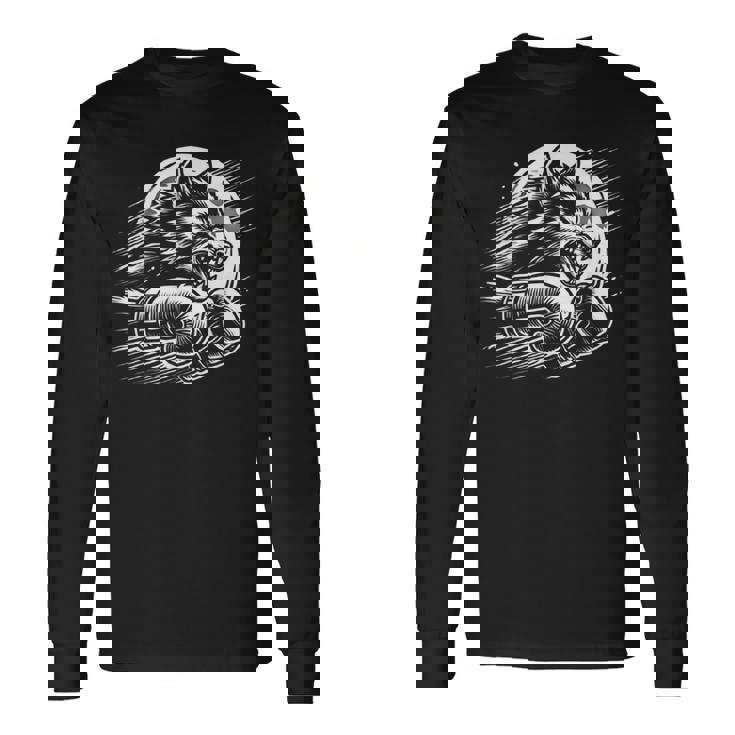 Boxeador De Lobo Y Boxeo De Diseño De Boxeo De Lo Camiseta de manga larga