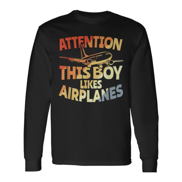 This Boy Likes Planes Aviation Boys Langarmshirts Geschenkideen