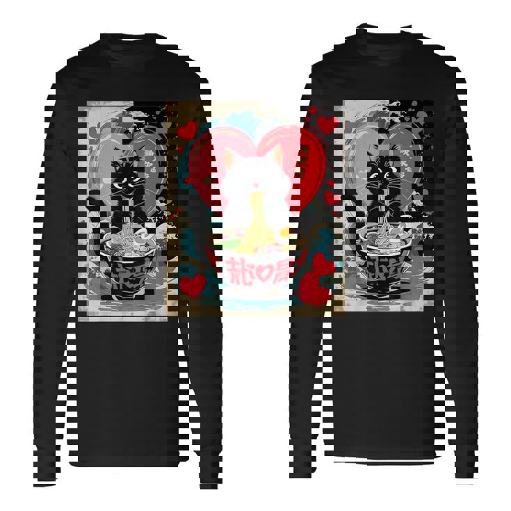 Cat Ramen Kawaii Cat Graphic Anime Valentines Day Long Sleeve T-Shirt Gifts ideas