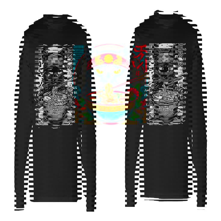 Anime Girl With Cat Kawaii Cat Lover Otaku Long Sleeve T