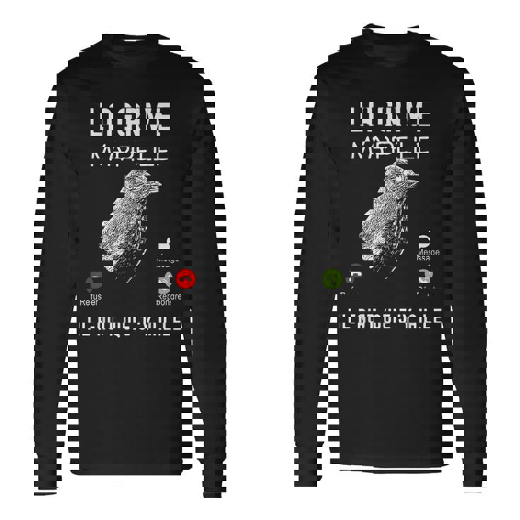 Chasser La Grive Humour Cadeau Chasseur De Grive Gibier T-shirt à manches longues