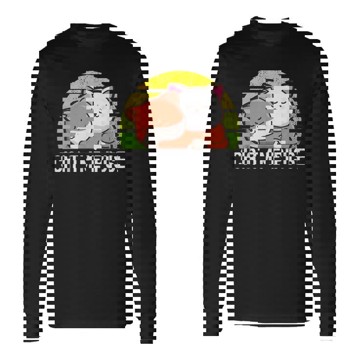 Chat M'épuise Chat Mignon Humour Chat Drôle T-shirt à manches longues