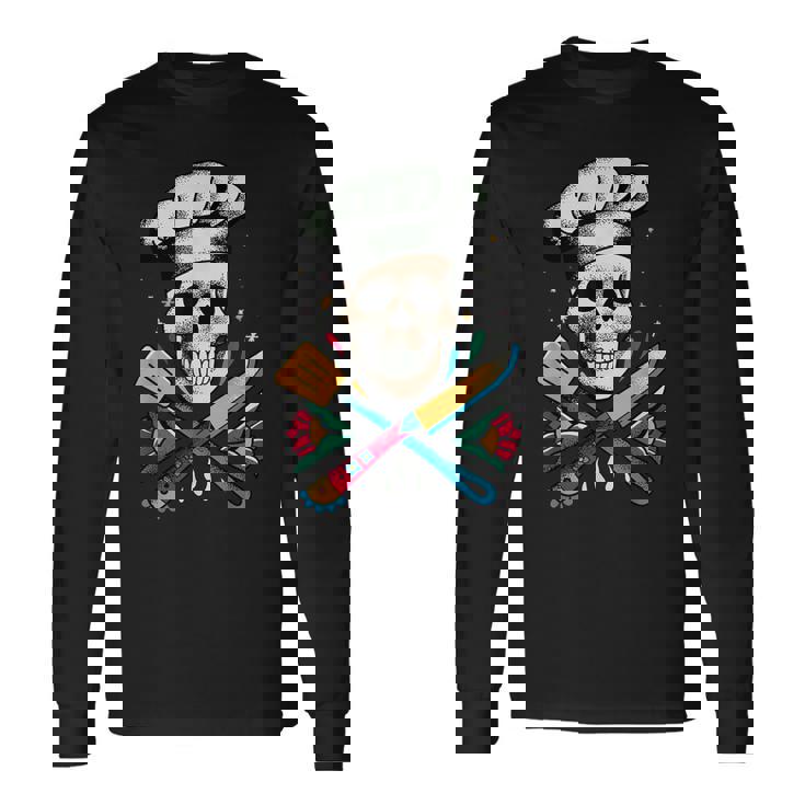 Chef Calavera Cráneo De Cocinero Cráneo De Chef Camiseta de manga larga