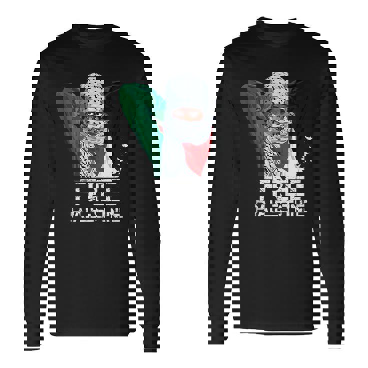Chica Palestina Libre Palestina Bufanda Shemagh Sin Mangas Camiseta de manga larga