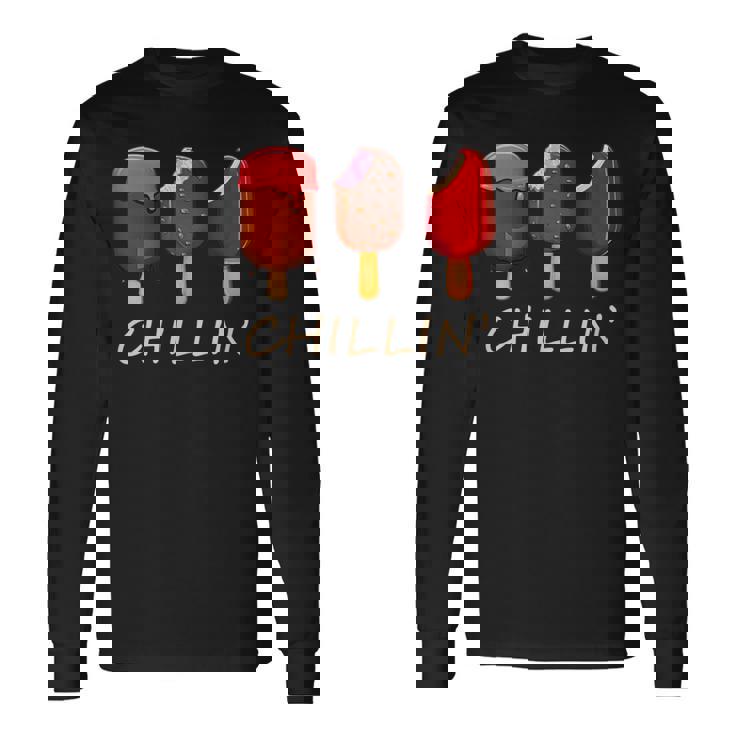 Chillin' Ice Cream Popsicles Novelty Graphic Summer Long Sleeve T-Shirt