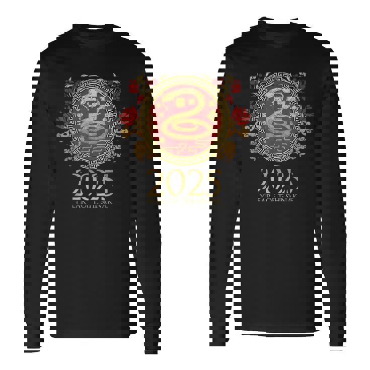 Chinese New Year Of The Snake 2025 Dragon Lunar Zodiac Long Sleeve T-Shirt