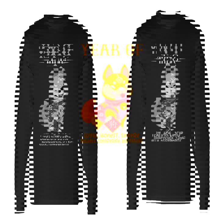 Chinese Year Of The Dog Zodiac Sign Happy Lunar New Year Long Sleeve T-Shirt
