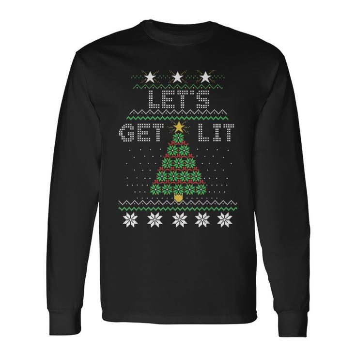 Christmas Let's Get Lit Tree Knit Ugly Sweater Long Sleeve T-Shirt