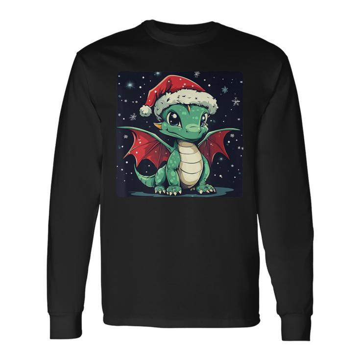 Christmas Mood With A Cosy Dragon For Festive Days Langarmshirts Geschenkideen