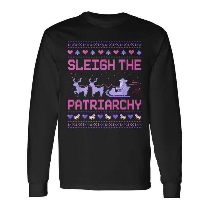 Christmas Sleigh The Patriarchy Feminist Feminism Deer Xmas Langarmshirts Geschenkideen