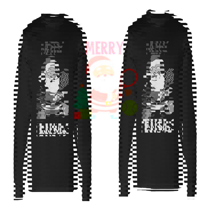 Christmas Tennis Pajamas Matching Xmas Tennis Racket Holiday Long Sleeve T-Shirt