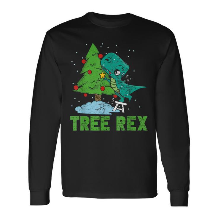 Christmas Tree Rex Dinosaur Fan Children's Christmas Tree Langarmshirts Geschenkideen