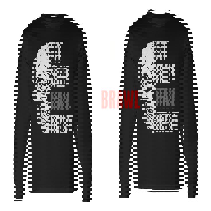Comer Dormir Brawl Repetir Divertidoideo Gamer Gaming Camiseta de manga larga Ideas de regalos