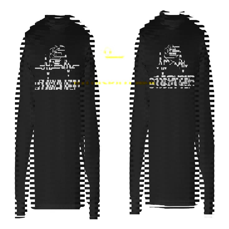 Cool 911 Vintage Usa Flag Heartbeat 911 Dispatcher Long Sleeve T-Shirt