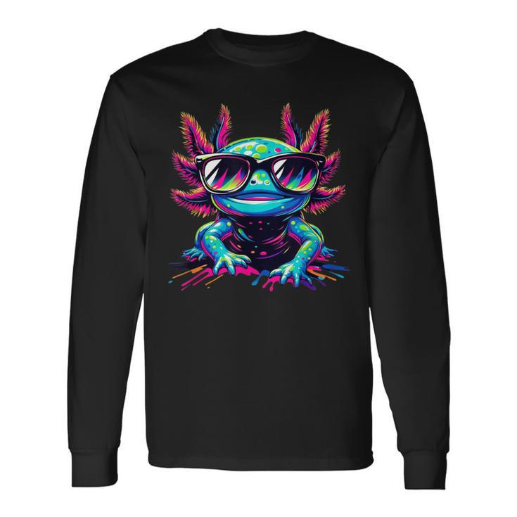 Cool Axolotl With Sunglasses Colourful Motif Axolotl Langarmshirts Geschenkideen