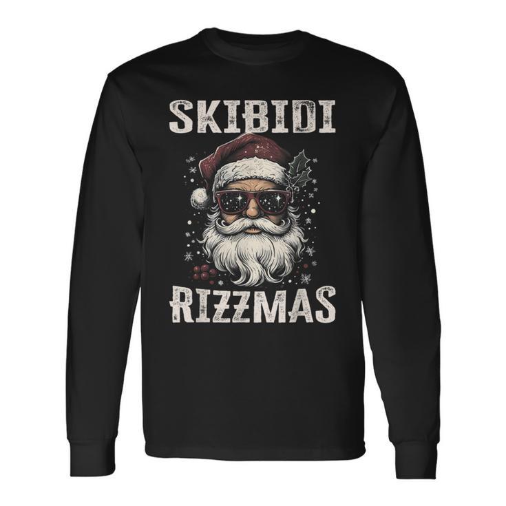 Cool Santa Claus With Sunglasses Skibidi Rizzmas Langarmshirts Geschenkideen