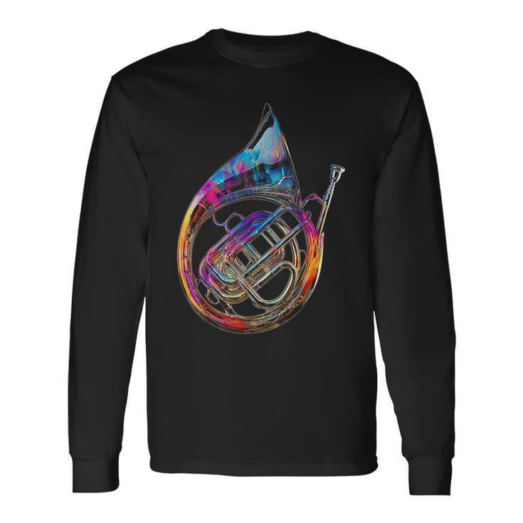 Cor Français Instrument De Musique Illustration Graphique Cor Français T-shirt à manches longues
