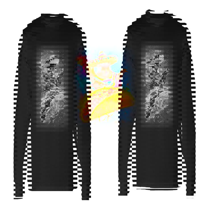 Crazy Space Taco Squirrel Cinco De Mayo Squirrel Sombrero Long Sleeve T-Shirt