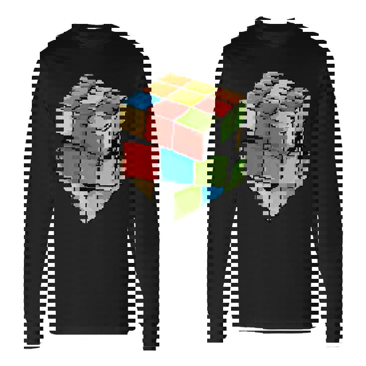 Cube Rétro Pixel Rubik Multicolore Cadeau T-shirt à manches longues