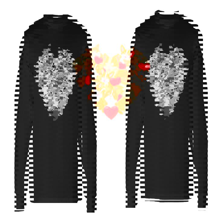 Cute Corgi Valentine Day Tee Heart Dog Lovers Long Sleeve T-Shirt