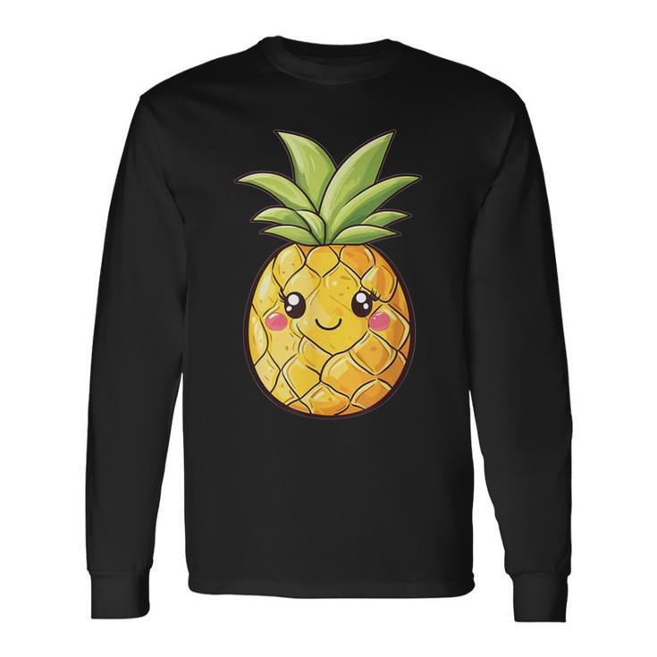 Cute Pineapple Face Kawaii Style Langarmshirts Geschenkideen