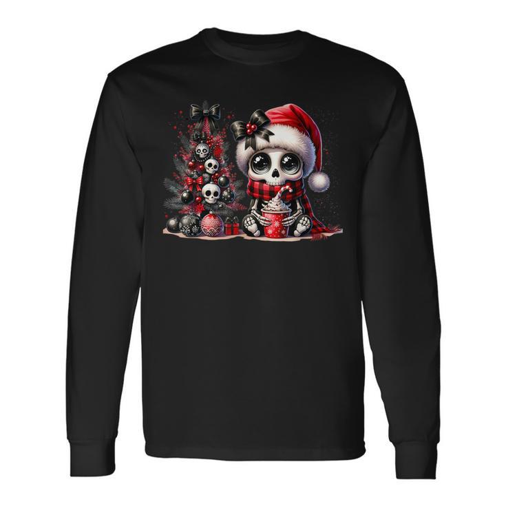 Cute Skeleton Skull Christmas Gothic Christmas Tree Langarmshirts Geschenkideen