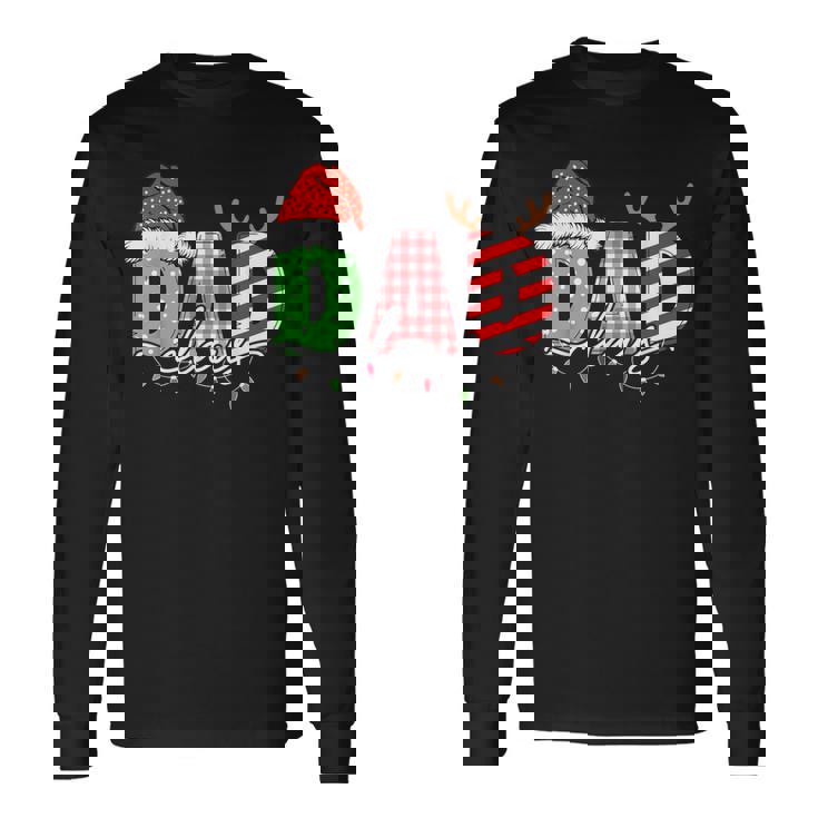 Dad Claus Xmas Christmas Lights Pajama Family Matching Long Sleeve T-Shirt