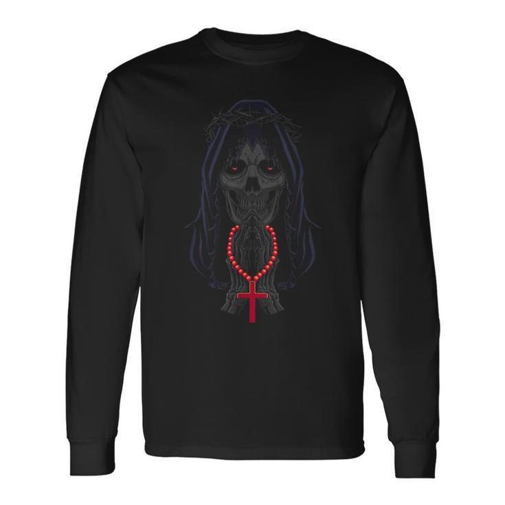 Day Of The Dead Prayer La Calavera Catrina Santa Muerte Langarmshirts Geschenkideen