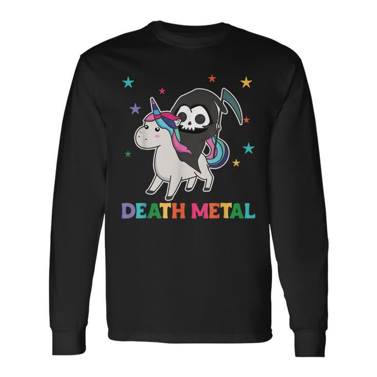 Death Metal Rock Music Death Riding Unicorn Unicorns Langarmshirts Geschenkideen