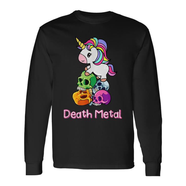 Death Metal Unicorn Cute Rock Metal Emo Alternative Langarmshirts Geschenkideen