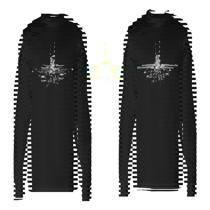 Cool Pilote De Chasse Pour Les Fans D'avions Militaires T-shirt à manches longues