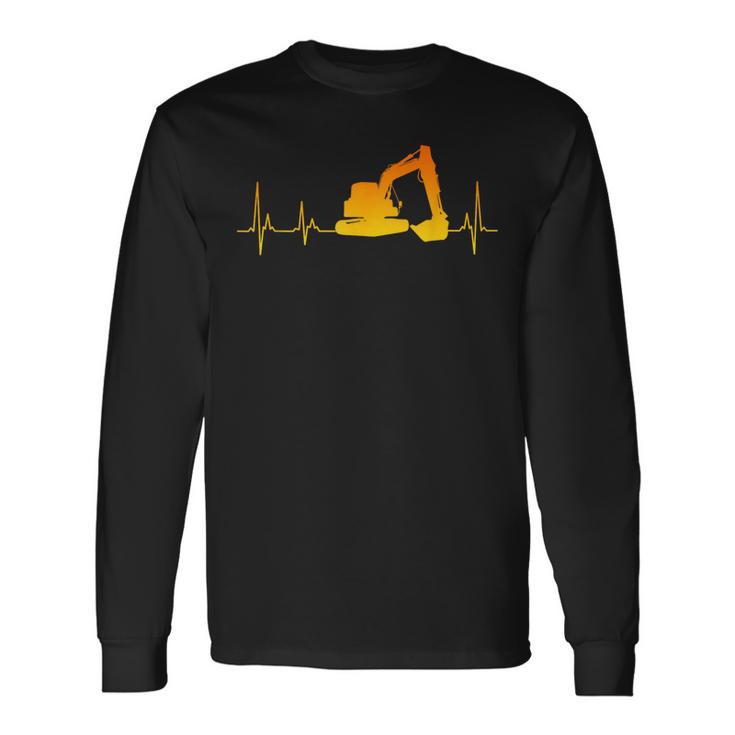 Digger Driver Digger Driver Heartbeat Ecg Heart Rate Langarmshirts Geschenkideen