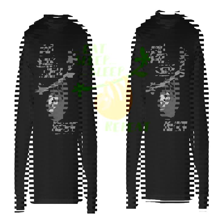 Divertida Con Texto Eat Sleep Repeat Camiseta de manga larga Ideas de regalos