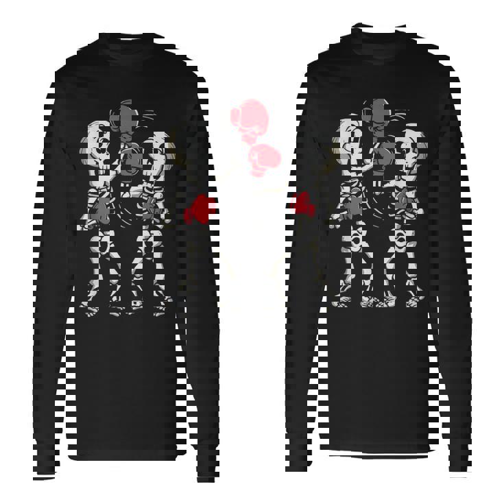 Divertido Boxeador Para Amantes Del Boxeo Kickboxing Esqueleto Camiseta de manga larga