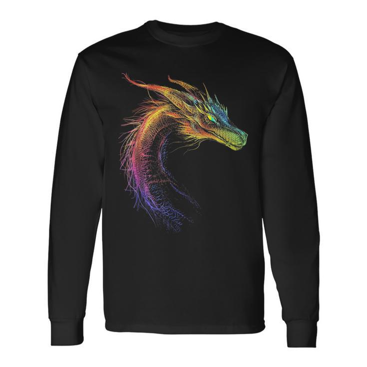 Dragón Dibujo Colorido Animales Obras De Arte Camiseta de manga larga