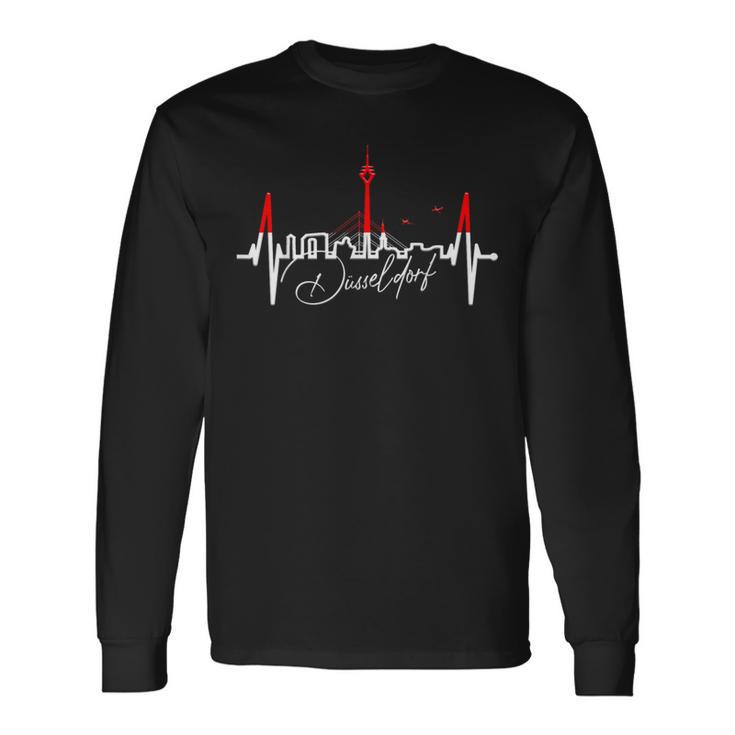 Düsseldorf Skyline Heartbeat Heart I Love Düsseldorfer Langarmshirts Geschenkideen