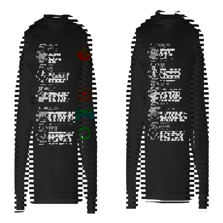Eat Sleep Anime Gaming Repeat Camiseta de manga larga