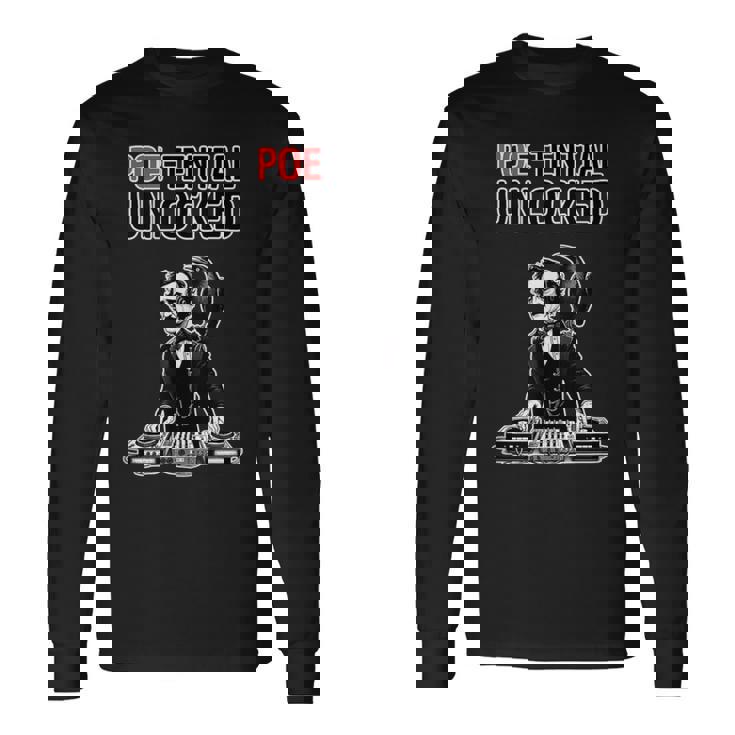 Edgar Allan Poe Dj Humor Literario Poe-Tential Unlocked Sin Mangas Camiseta de manga larga