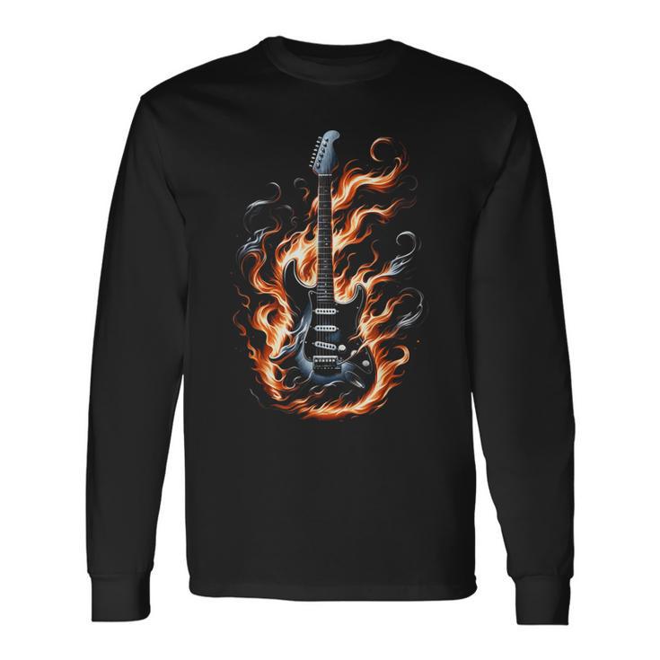 Electric Guitar With Flames Langarmshirts Geschenkideen