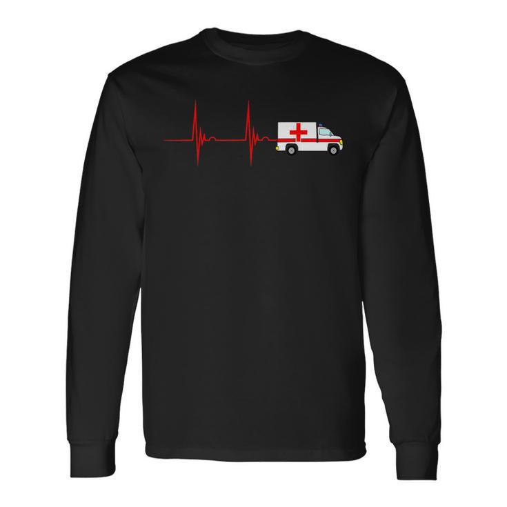 Emergency Car Heartbeat Ekg Pulse Ambulance Driver Rescuer Langarmshirts Geschenkideen