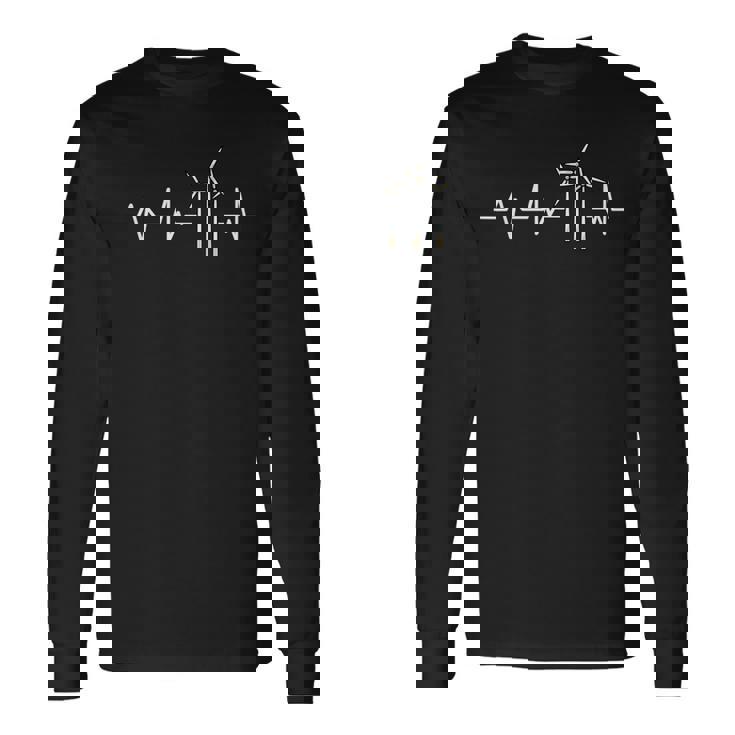 Energía Eólica Del Regalo Del Ingeniero Del Latido Del Corazón Del Parque Eólico Camiseta de manga larga