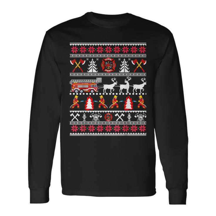 Fireman Ugly Christmas Sweater Fireman Fire Brigade Langarmshirts Geschenkideen