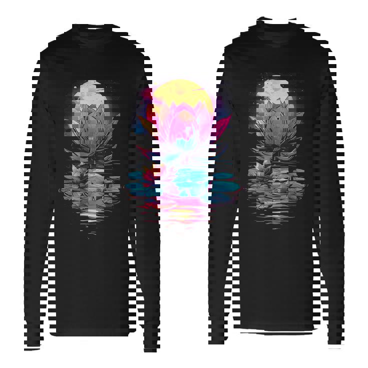 Flor De Lotoeranoaporwave Retro Flores Camiseta de manga larga