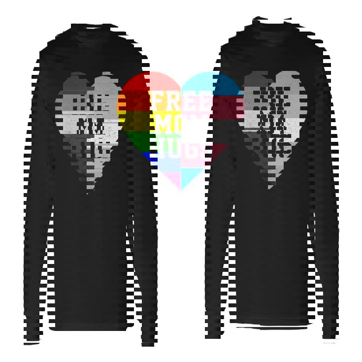Free Mom Hugs Rainbow LGBT Gay Pride Transgender Flag Heart Long Sleeve T-Shirt